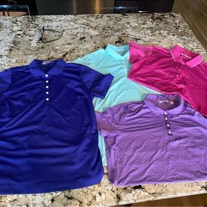 Four ladies XL dri-fit Golf Shirts (Adidas, Lady Hagan, Nike)